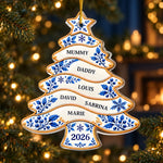 Custom Name Family Christmas Gifts - Personalized Acrylic Ornament - Blue And White