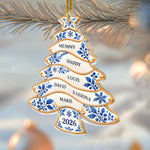 Custom Name Family Christmas Gifts - Personalized Acrylic Ornament - Blue And White