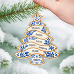 Custom Name Family Christmas Gifts - Personalized Acrylic Ornament - Blue And White