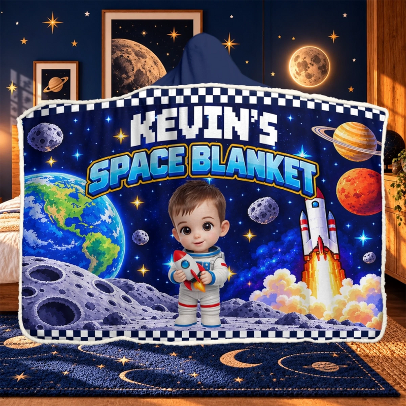 Custom Name Space Explorer Gifts for Kids - Personalized Wearable Blanket Hoodie - Future Space Explorer