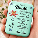 Custom Name Granddaughter Gifts - Personalized LED Compact Makeup Mirror - Forever My Little Girl