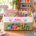 Custom Name Sewing Room Decor - Personalized Storage Basket - Sewing Space