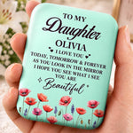 Custom Name Floral Beauty Gift for Granddaughter - Personalized LED Compact Makeup Mirror - See Yourself Through Love