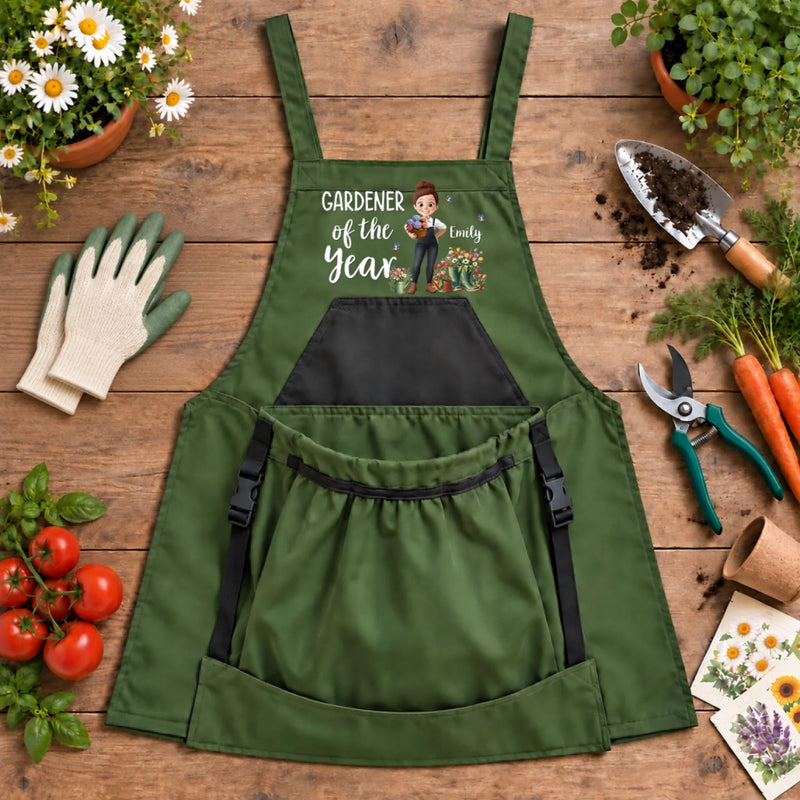 Custom Name Gardener of the Year Gifts for Women - Personalized Gardening Apron