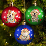 Custom Name Christmas Pet Gifts for Dog and Cat Lovers - Personalized Photo Full Wrap Ball Ornament - Santa’s Favorite Trouble Makers