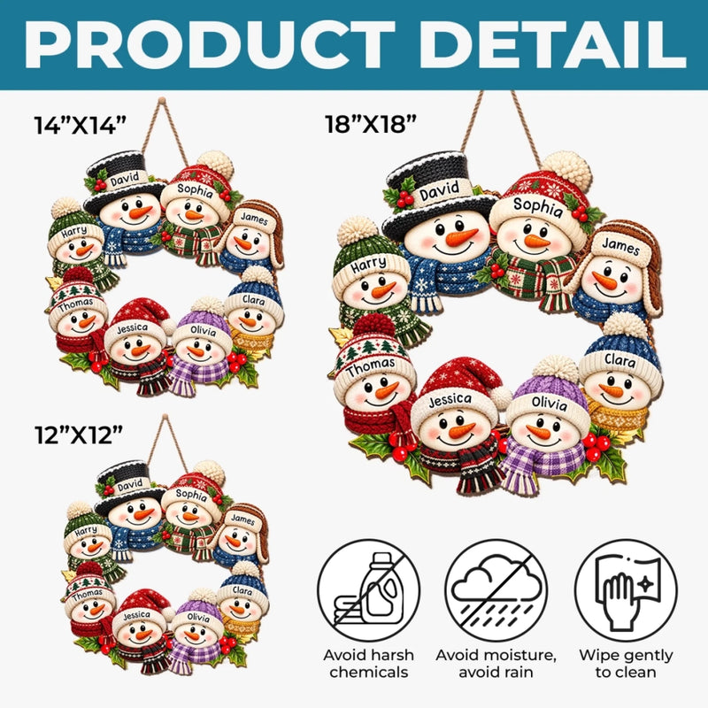Custom Name Snowman Family Christmas Decor - Personalized Custom Shaped Wood Sign - Our Kind Of Snow Squad