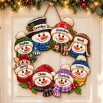 Custom Name Snowman Family Christmas Decor - Personalized Custom Shaped Wood Sign - Our Kind Of Snow Squad