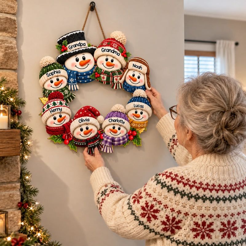 Custom Name Snowman Family Christmas Decor - Personalized Custom Shaped Wood Sign - Our Kind Of Snow Squad