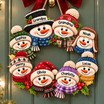 Custom Name Snowman Family Christmas Decor - Personalized Custom Shaped Wood Sign - Our Kind Of Snow Squad