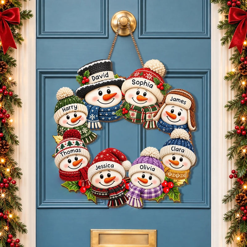 Custom Name Snowman Family Christmas Decor - Personalized Custom Shaped Wood Sign - Our Kind Of Snow Squad