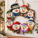 Custom Name Snowman Family Christmas Decor - Personalized Custom Shaped Wood Sign - Our Kind Of Snow Squad