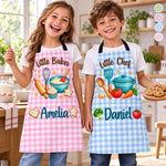 Custom Name Little Baker and Chef Gifts for Kids - Personalized Apron With Pocket - Whisking Up Happiness