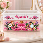 Custom Name Pink Bow Beauty Gifts for Women - Personalized Storage Basket
