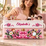 Custom Name Pink Bow Beauty Gifts for Women - Personalized Storage Basket