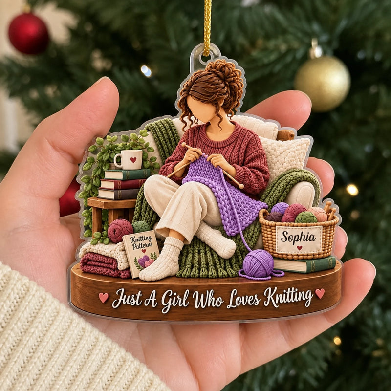 Custom Name Knitting Gifts for Women - Personalized Acrylic Ornament - My Passion
