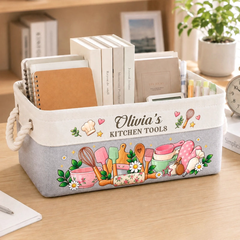 Custom Name Kitchen Tools Gifts for Bakers - Personalized Storage Basket - Dream Cookies