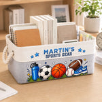 Custom Name Sports Gear Gifts for Kids - Personalized Storage Basket - Sports Gear