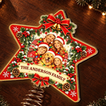 Custom Family Photo Christmas Decor - Personalized LED Tree Topper - Lucky Family