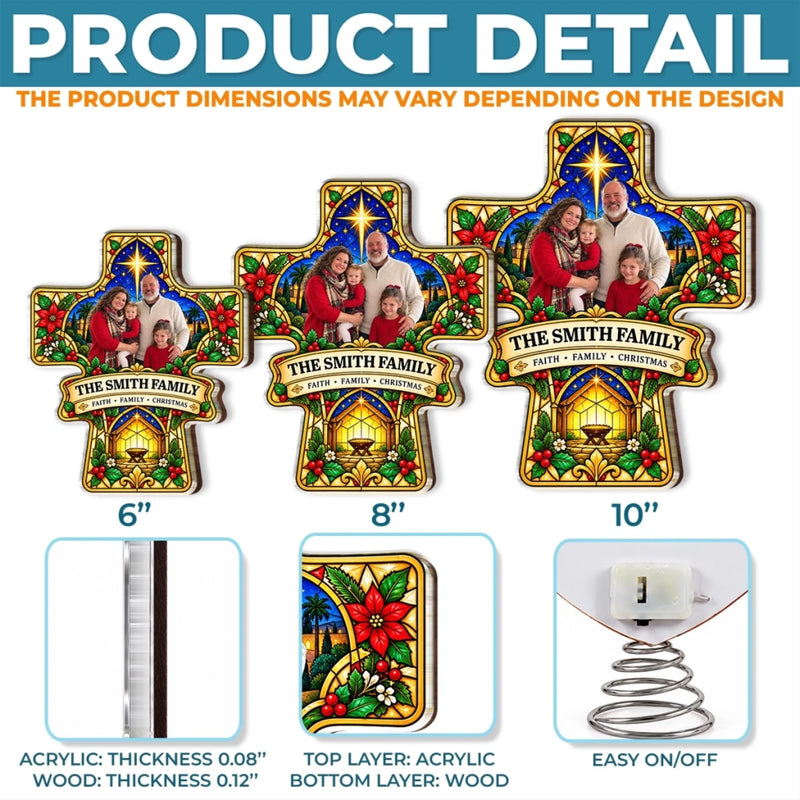 Custom Family Photo Nativity Christmas Decor - Personalized LED Tree Topper - Christmas Spirit