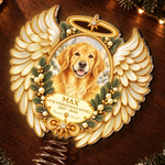 Custom Pet Photo Christmas Memorial Gifts - Personalized LED Tree Topper - Our Angle