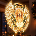 Custom Pet Photo Christmas Memorial Gifts - Personalized LED Tree Topper - Our Angle