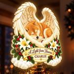 Custom Name Memorial Pet Christmas Decor - Personalized LED Tree Topper - Light From Heaven
