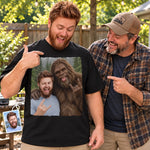 Custom Bigfoot Adventure Photo Gifts for Men - Personalized Comfort T-Shirt - Funny Selfie