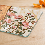 Custom Name Floral Kitchen Decor Gifts For Her - Personalized Glass Cutting Board - Bloom With Grace