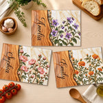 Custom Name Floral Kitchen Decor Gifts For Her - Personalized Glass Cutting Board - Bloom With Grace