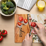 Custom Name Floral Kitchen Decor Gifts For Her - Personalized Glass Cutting Board - Bloom With Grace