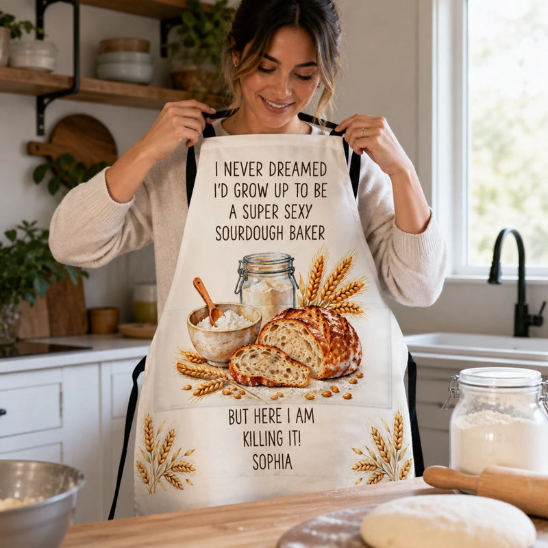 Custom Name Funny Sourdough Baker Gifts - Personalized Apron With Pocket - For You
