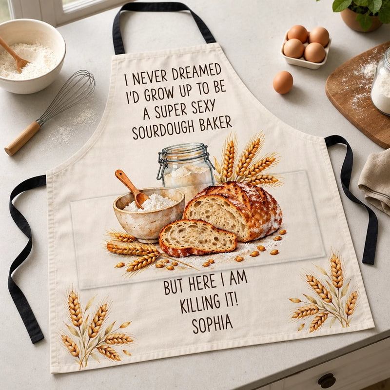 Custom Name Funny Sourdough Baker Gifts - Personalized Apron With Pocket - For You