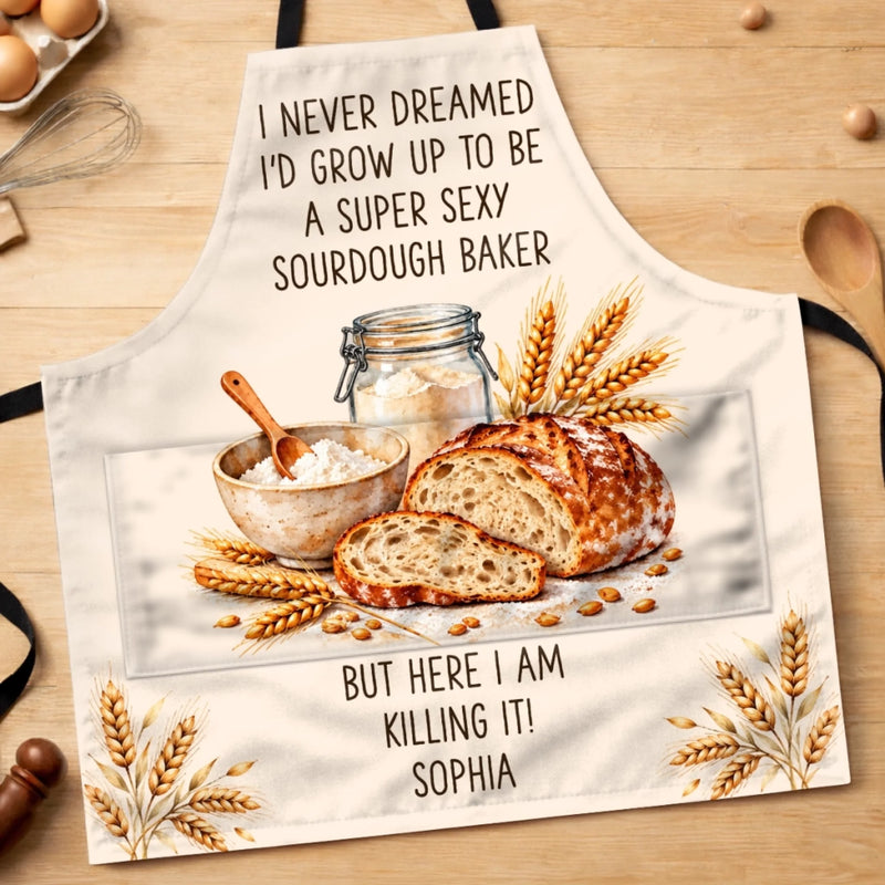 Custom Name Funny Sourdough Baker Gifts - Personalized Apron With Pocket - For You