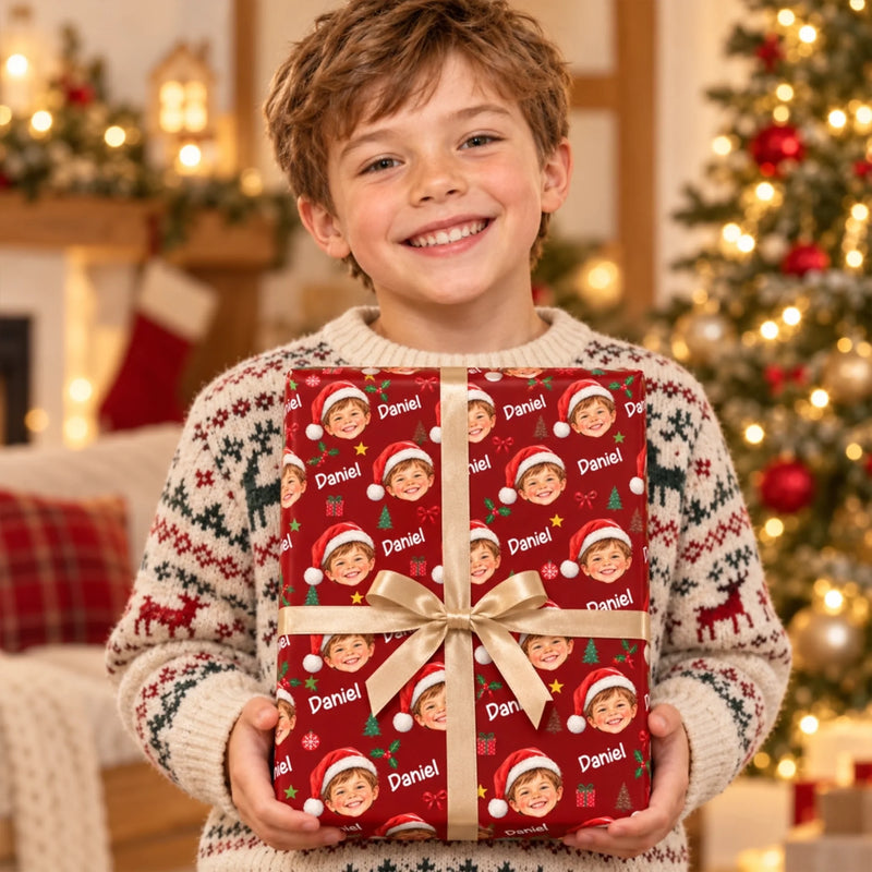 Custom Photo Christmas Gifts for Kids - Personalized Wrapping Paper - Too Cute To Unwrap