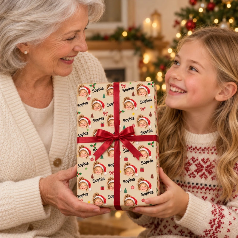 Custom Photo Christmas Gifts for Kids - Personalized Wrapping Paper - Too Cute To Unwrap