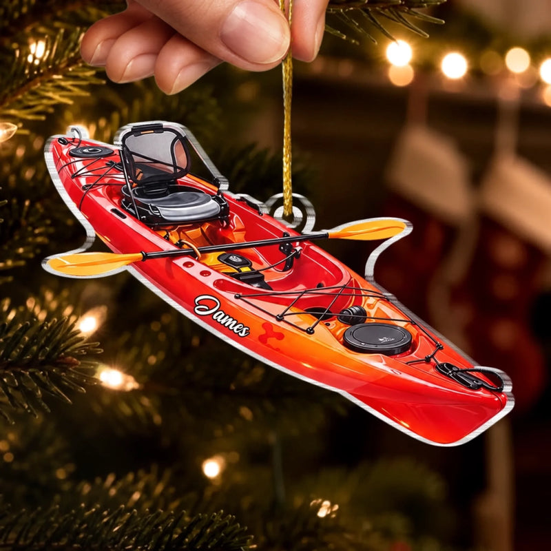 Custom Name Kayak Christmas Gifts for Kayaking Enthusiasts - Personalized Acrylic Ornament - Go With The Flow