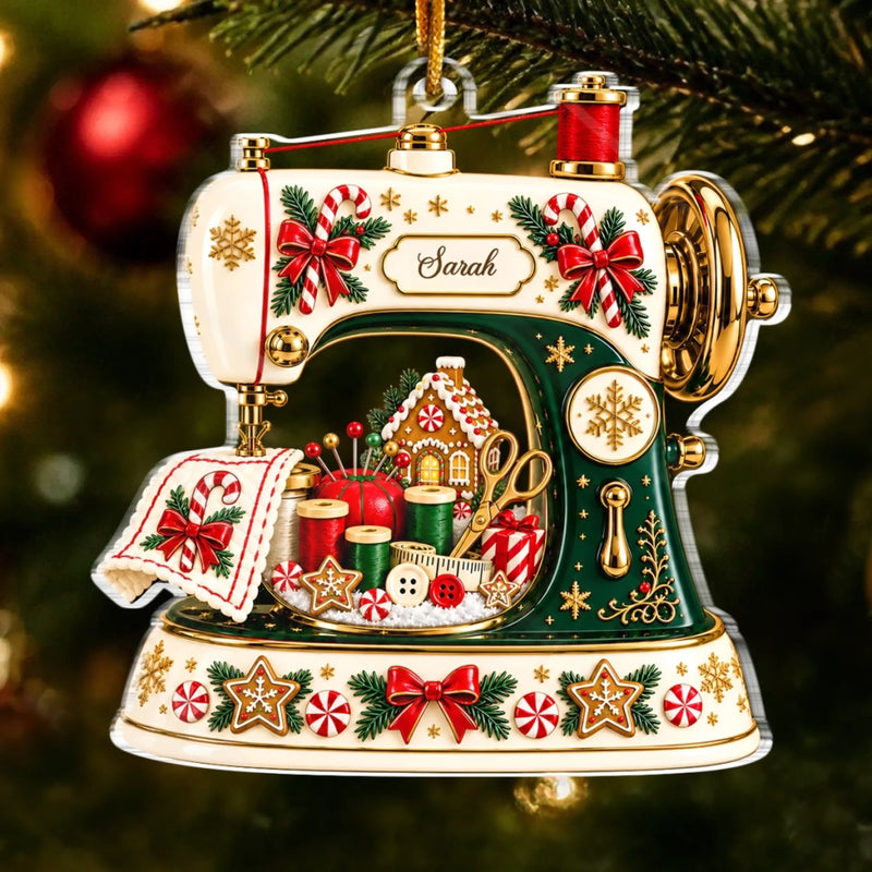 Custom Name Christmas Sewing Machine Gifts for Seamstresses - Personalized Acrylic Ornament - Making Things