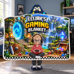 Custom Name Gamer Fantasy Adventure Gifts for Kids - Personalized Blanket Hoodie - Level Up