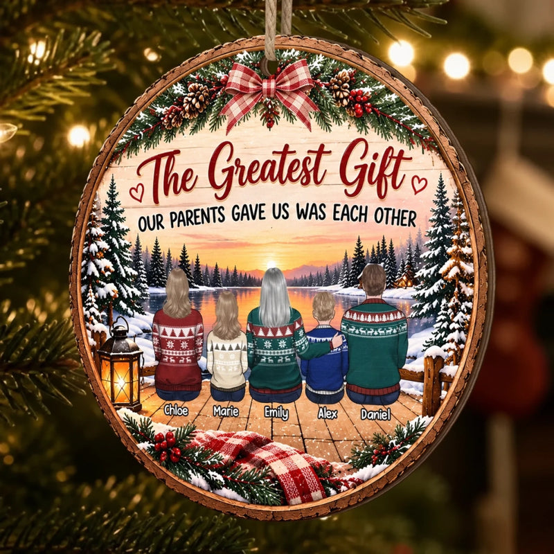 Custom Name Family Christmas Gifts - Personalized Wooden Ornament - Cherish Time