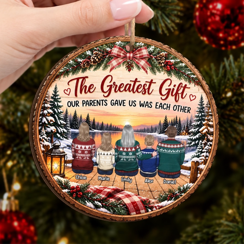 Custom Name Family Christmas Gifts - Personalized Wooden Ornament - Cherish Time
