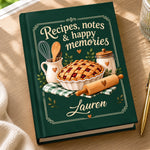 Custom Name Recipes, Notes & Happy Memories Gifts for Bakers - Personalized Hardcover Journal - Whisking Up Sweet Memories