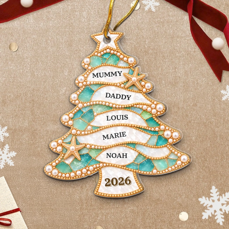 Custom Family Member Name Christmas Tree Decor - Personalized Acrylic Ornament - Lucky Stars