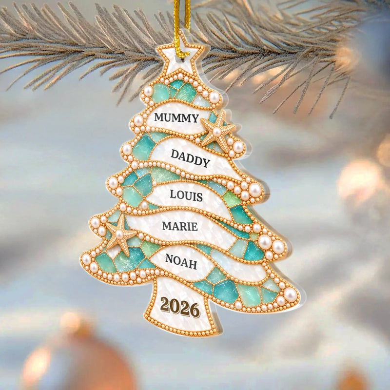 Custom Family Member Name Christmas Tree Decor - Personalized Acrylic Ornament - Lucky Stars