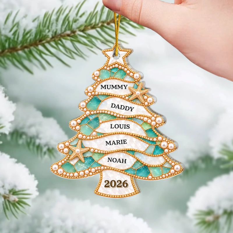 Custom Family Member Name Christmas Tree Decor - Personalized Acrylic Ornament - Lucky Stars