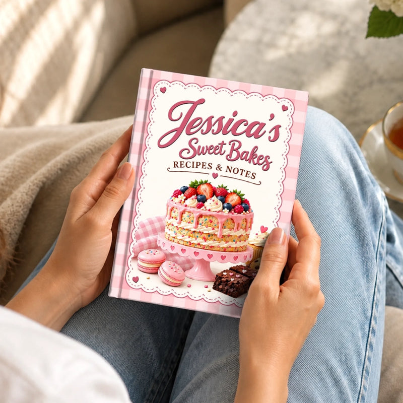 Custom Name Baking Recipe Gifts for Bakers - Personalized Hardcover Journal - Baked With Love