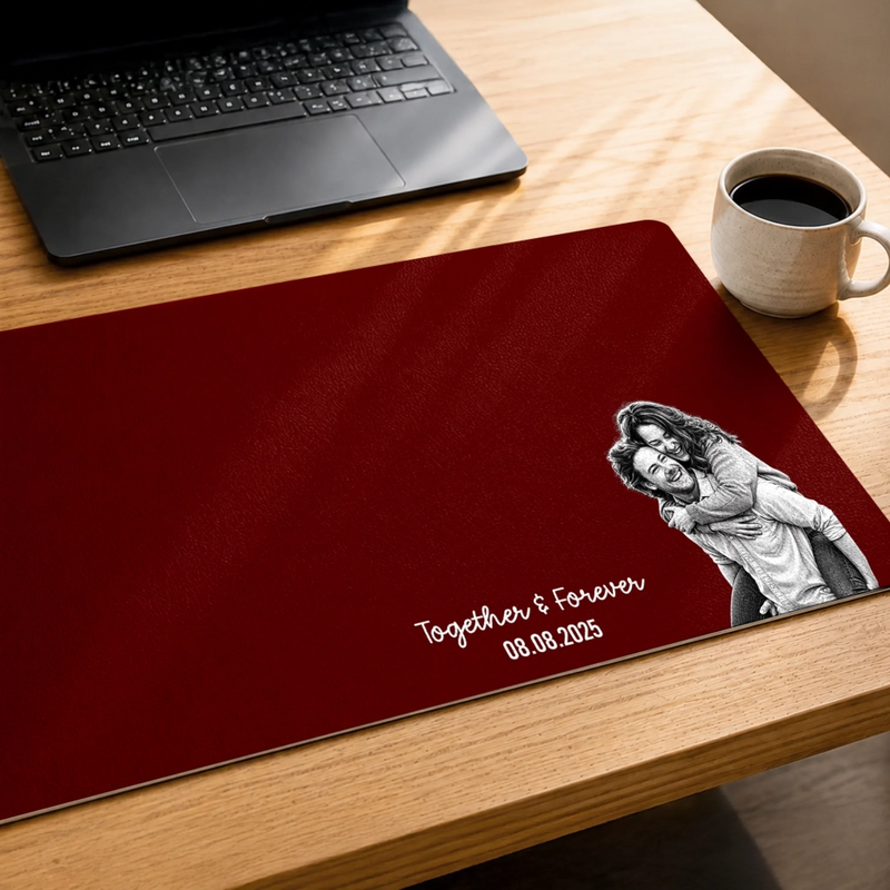 Custom Couple Photo Romantic Keepsake Gifts - Personalized Desk Mat - Together And Forever
