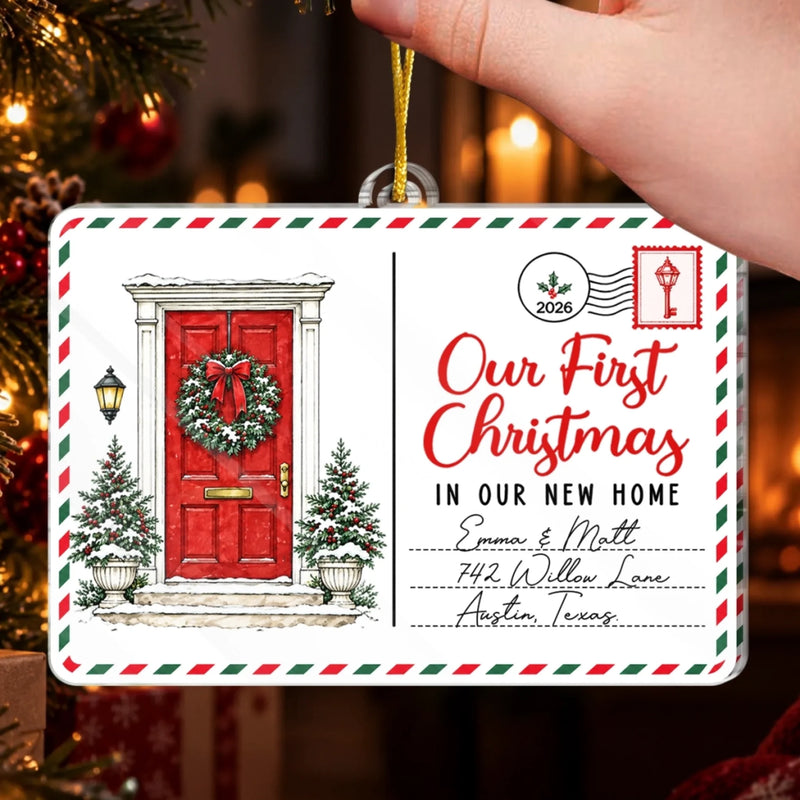 Custom Name Christmas New Home Gifts for Couples - Personalized Acrylic Ornament - Our First Holiday Together