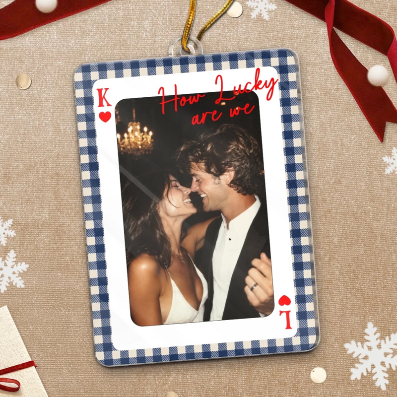 Custom Photo Couple Christmas Gifts - Personalized Acrylic Ornament - Somehow We Found Each Other