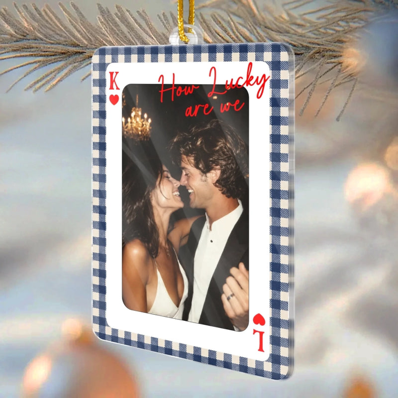 Custom Photo Couple Christmas Gifts - Personalized Acrylic Ornament - Somehow We Found Each Other