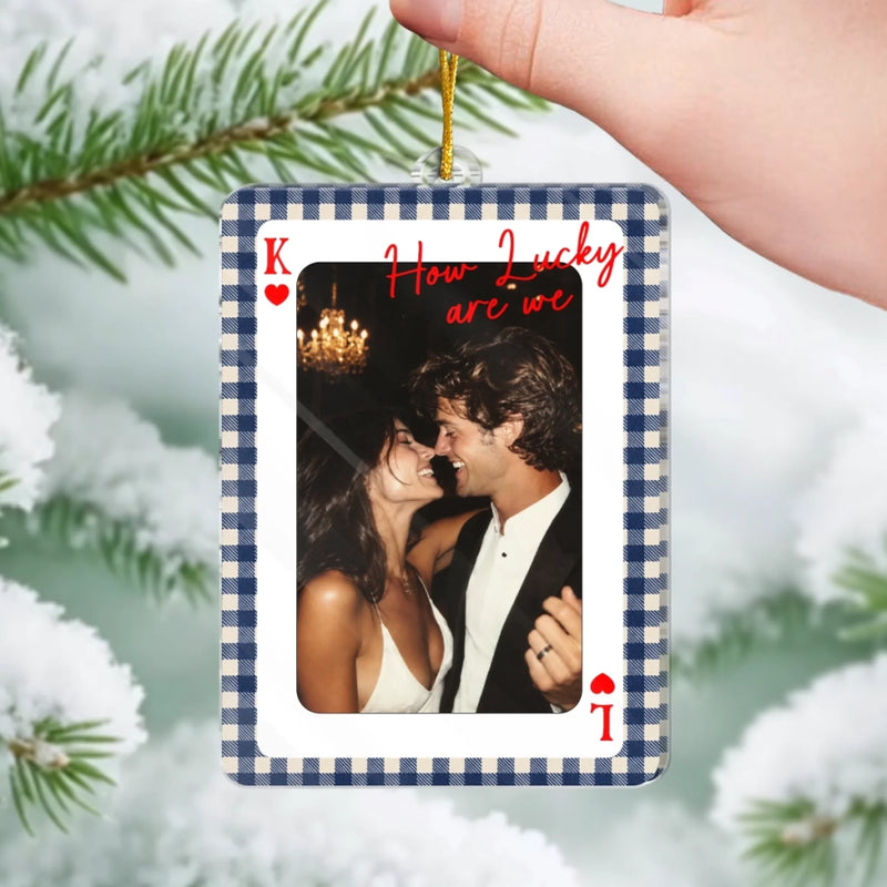 Custom Photo Couple Christmas Gifts - Personalized Acrylic Ornament - Somehow We Found Each Other